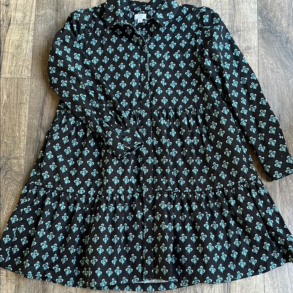 Crown & Ivy Black & Teal Patterned Dress